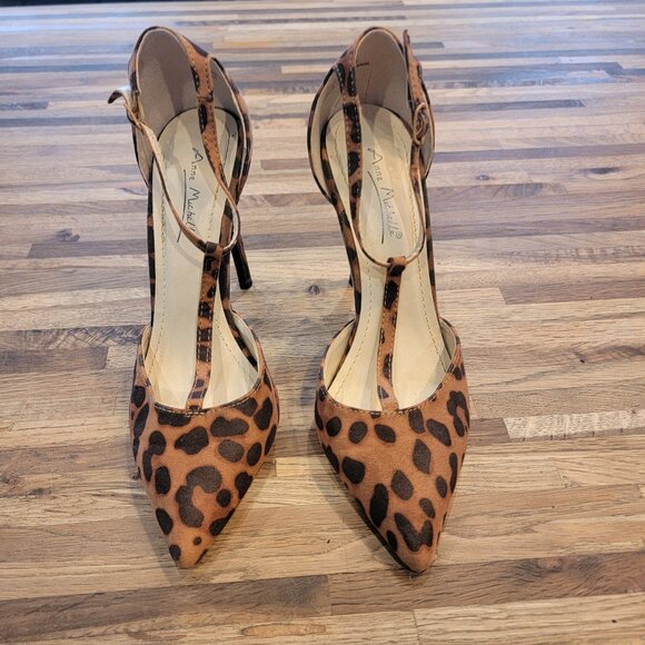 Anne Michelle Rise Up 3 3/4" heel Animal Print T Strap Stiletto Heel Pumps - Picture 2 of 14